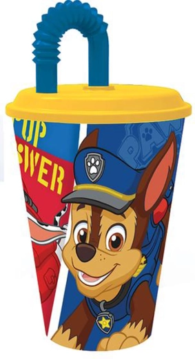 Πλαστικό ποτηράκι με καλαμάκι PAW PATROL 430 ml μπλε