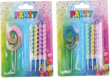 Πάρτι κερί αριθμός 9 με συμπληρωματικά κεριά