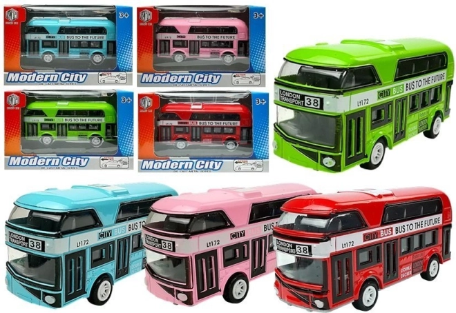 Διπλό λεωφορείο με μηχανισμό κουρδίσματος – μεταλλικό μοντέλο σε 4 χρώματα