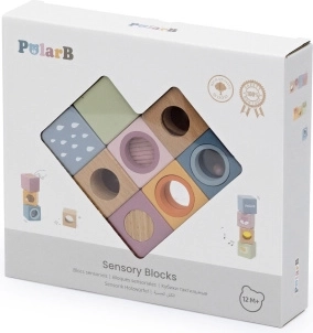 Viga Toys PolarB ξύλινοι αισθητηριακοί κύβοι με εφέ - 8 τεμ.