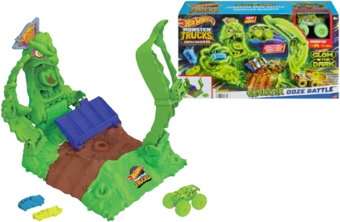 Σετ παιχνιδιού Hot Wheels Monster Trucks Arena Smasher Ooze Battle