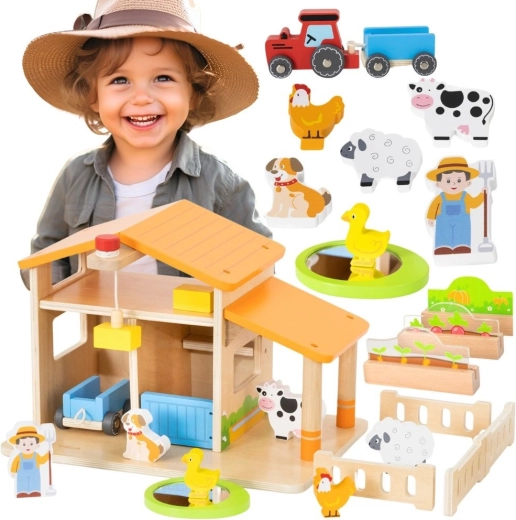 Ξύλινη φάρμα Viga Toys με αξεσουάρ
