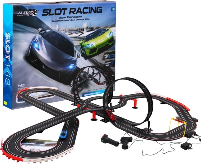 Παιδική πίστα αγώνων 10 μέτρων 6+ με φώτα και δύο αυτοκινητάκια 1:43