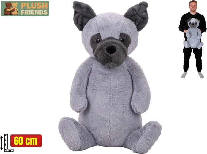 Plush Friends λούτρινος σκύλος καθιστός 60 cm γκρι