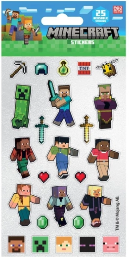 Επαναχρησιμοποιούμενα αυτοκόλλητα Minecraft – 25 τεμάχια