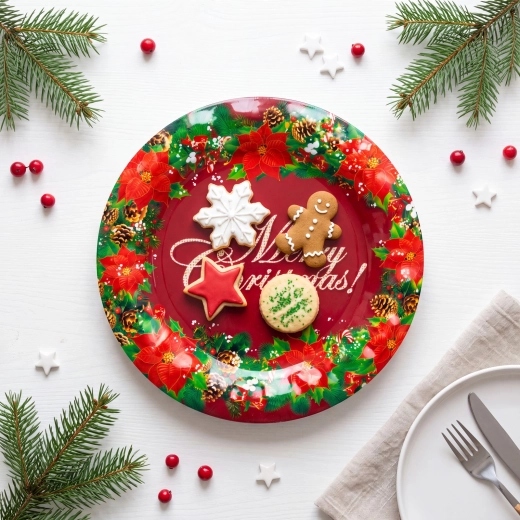 Χριστουγεννιάτικη πλαστική πιατέλα Merry Christmas 37,5 cm