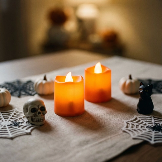Πορτοκαλί διακοσμητικά LED κεριά Halloween, 2 τεμάχια
