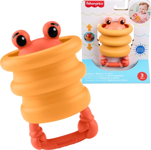 Fisher-Price Squishees καβούρι – αισθητηριακή κουδουνίστρα και μασητικό σιλικόνης για μωρά