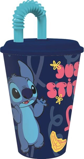 Πλαστικό ποτήρι με καλαμάκι STITCH 430 ml
