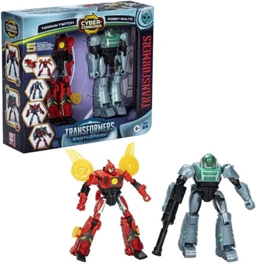 Transformers EarthSpark Cyber Combiner σετ Terran Twitch και Robby Malto