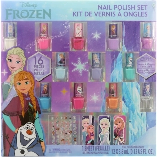 Frozen σετ νυχιών για παιδιά, 12 βερνίκια, αυτοκόλλητα και λίμες
