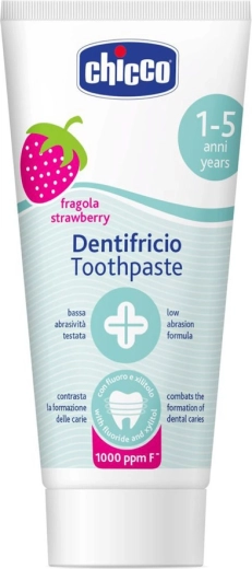 Chicco παιδική οδοντόκρεμα φράουλα με φθόριο 50 ml (1–5 ετών)