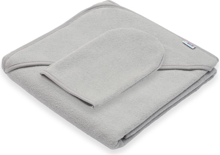 Παιδική πετσετέ πετσέτα-κάπα με κουκούλα New Baby Basic 80 × 80 cm γκρι