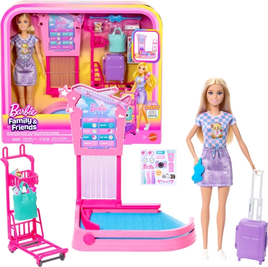 Αεροδρόμιο Barbie – check-in και παραλαβή αποσκευών, σετ παιχνιδιού με κούκλα και αξεσουάρ