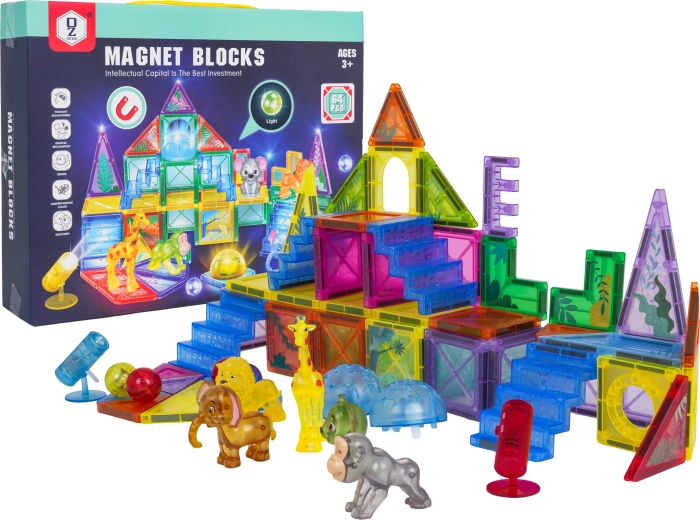 Μαγνητικό σετ κατασκευών 3D ZOO, 64 τεμάχια