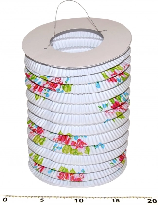 Χάρτινος φακός κυλινδρικός Λευκός με λουλούδια 15 cm