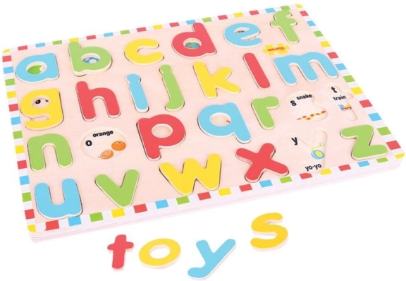 Bigjigs Toys αγγλικό μικρό αλφάβητο με εικόνες - ξύλινος εκπαιδευτικός πίνακας