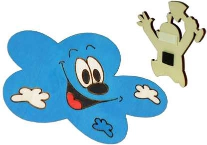 Ξύλινος διακοσμητικός μαγνήτης Συννεφάκι