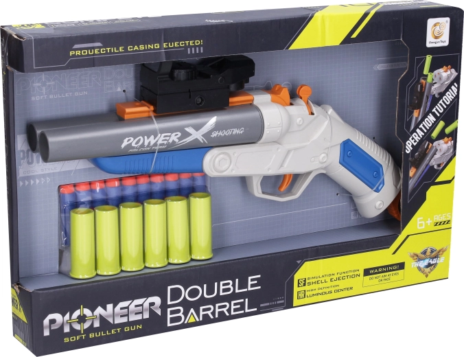 Τουφέκι Pioneer Double Barrel με αφρώδεις σφαίρες και κάλυκες 37 cm - 1 τεμάχιο