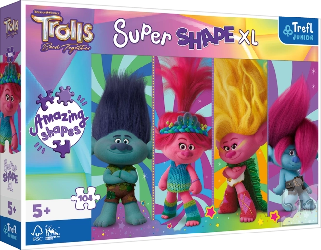 Παζλ Trefl Super Shape XL Trolls: παιχνιδιάρικες σκανταλιές τρολ 104 κομμάτια