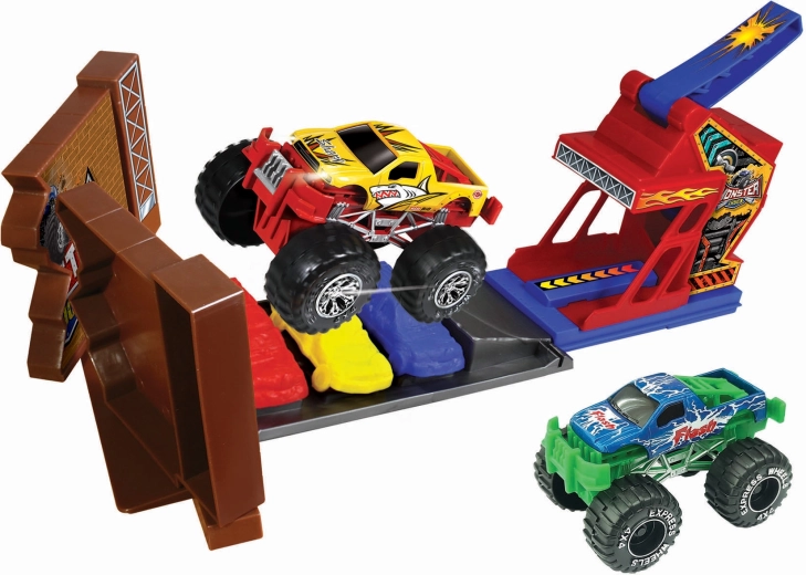 Αυτοκίνητα Monster Truck – πίστα ακροβατικών με 2 μεταλλικά αυτοκινητάκια