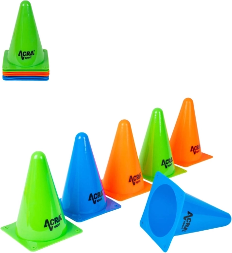 ACRA πολύχρωμοι κώνοι προπόνησης 18 cm - 6 τεμ.