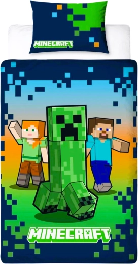 Βαμβακερά κλινοσκεπάσματα Minecraft Creeper σε σκούρο μπλε-πράσινο χρώμα 140 × 200 cm