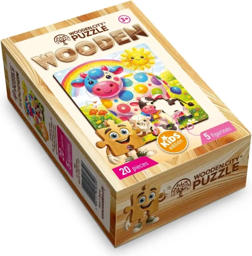 Ξύλινο παζλ WOODEN CITY Ουράνιο τόξο αγελαδίτσα, 20 κομμάτια