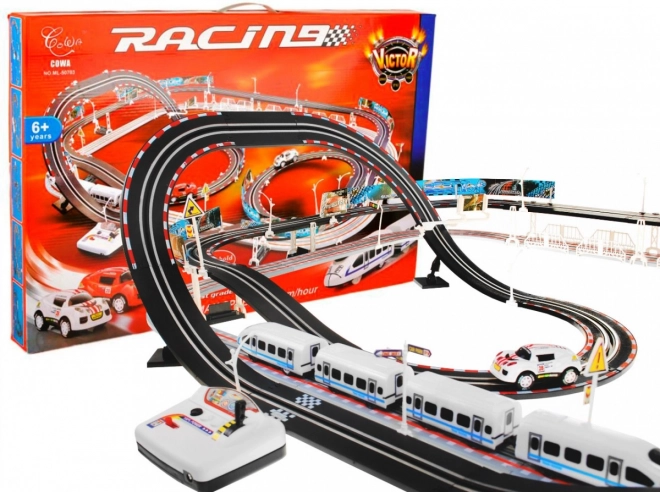 Μεγάλη πίστα αγώνων 2-σε-1 με ηλεκτρικό τρένο