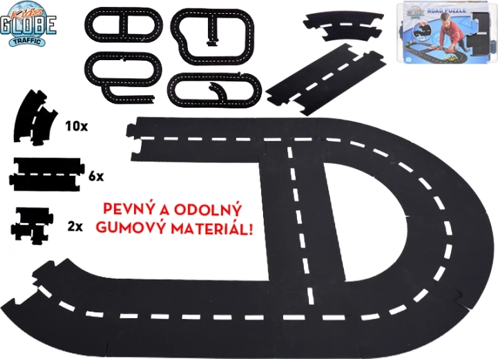 Kids Globe Traffic αγωνιστική πίστα – εύκαμπτος λαστιχένιος δρόμος 18 κομμάτια