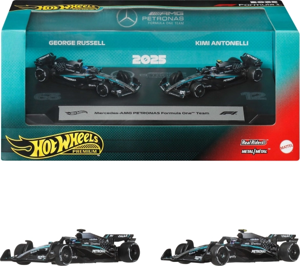 Hot Wheels Premium Μονοθέσια Formula 1 Mercedes-AMG Petronas Kimi Antonelli και George Russell - 2 τεμάχια