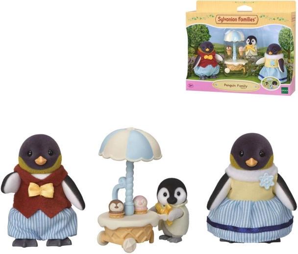 Sylvanian Families οικογένεια πιγκουίνων με καρότσι παγωτού - 3 τεμ.