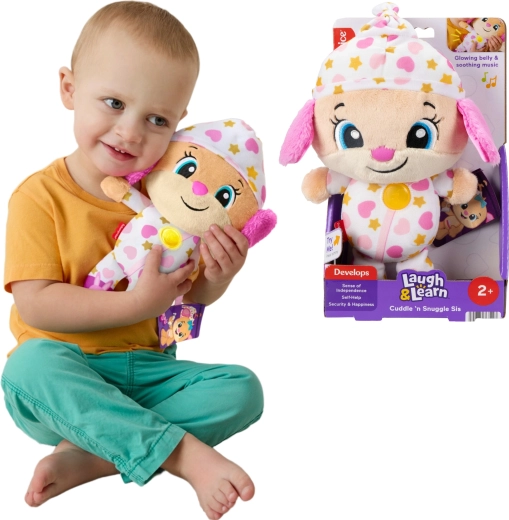 Fisher-Price Μάθε και γέλα! διαδραστικό λούτρινο αδελφάκι κουταβιού – μουσικό καταπραϋντικό λούτρινο