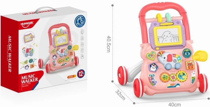 Περπατούρα σπρωξίματος ελεφαντάκι με πίνακα ζωγραφικής – ροζ