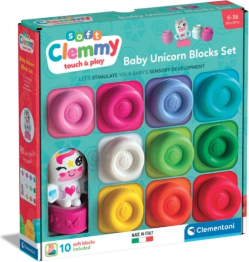 Μαλακά τουβλάκια SOFT CLEMMY 10 τεμ. + φιγούρα μονόκερου