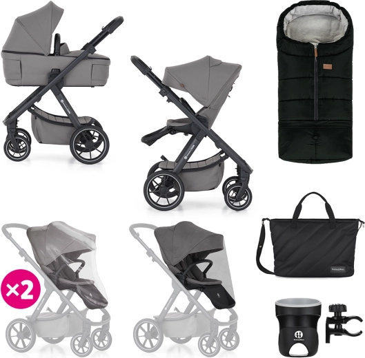 Petite&Mars συνδυαστικό καρότσι Icon 2σε1 dove grey xxl rws