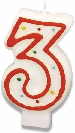 Κερί για τούρτα αριθμός 3, 7,3 cm