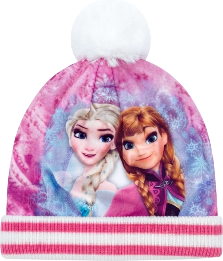Παιδικός χειμερινός σκούφος Disney Frozen με την Έλσα και την Άννα και πομ πομ
