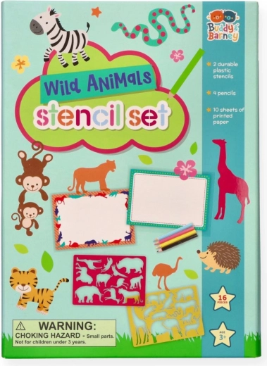 Buddy & Barney δημιουργικά στένσιλ με άγρια ζώα και ξυλομπογιές
