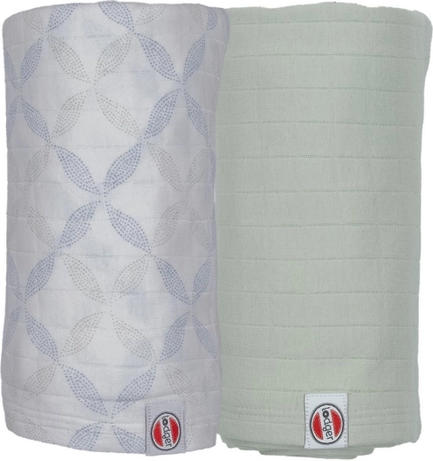 Lodger swaddler από οργανικό βαμβάκι Matcha peppermint/blue fogg 110 × 110 cm - 2 τεμάχια