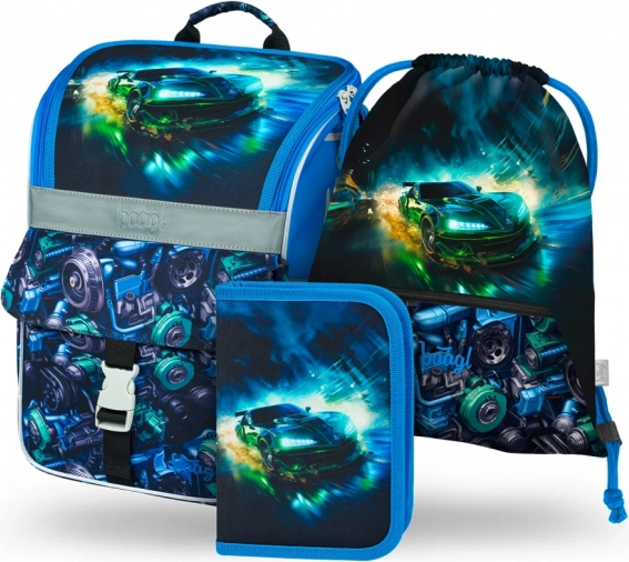 Baagl σχολικό σετ Zippy αγωνιστικό αυτοκίνητο – τσάντα, κασετίνα και σακουλάκι