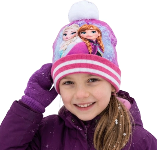 Παιδικός χειμερινός σκούφος Disney Frozen Elsa και Anna με πομ πομ