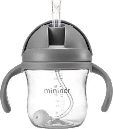 Μπουκάλι Mininor με καλαμάκι Tritan Grey Seal 330 ml