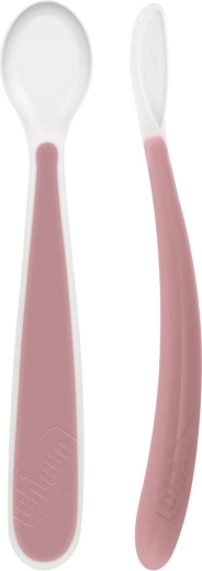 Chicco κουτάλι σιλικόνης Soft ροζ 2 τεμ., 6μ+