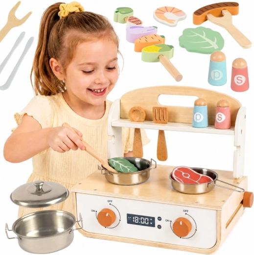 Ξύλινη κουζίνα με γκριλ και αξεσουάρ Tooky Toy