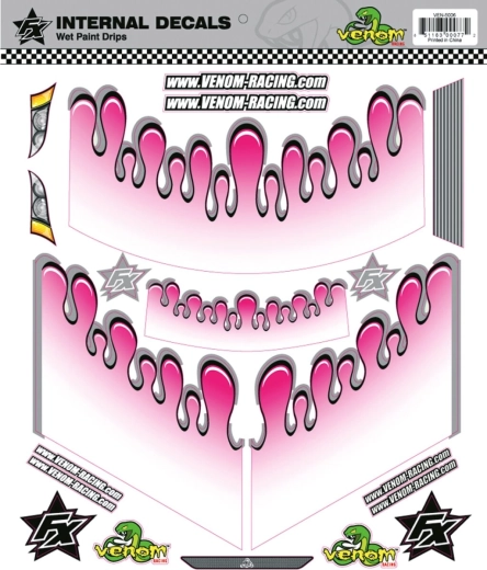 Jamara εσωτερικά γραφικά decor wet paint drops pink για Venom Racing