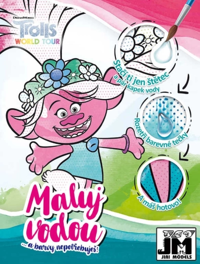 Jiri Models ζωγράφισε με νερό Trolls 2 βιβλίο ζωγραφικής - 1 τεμάχιο