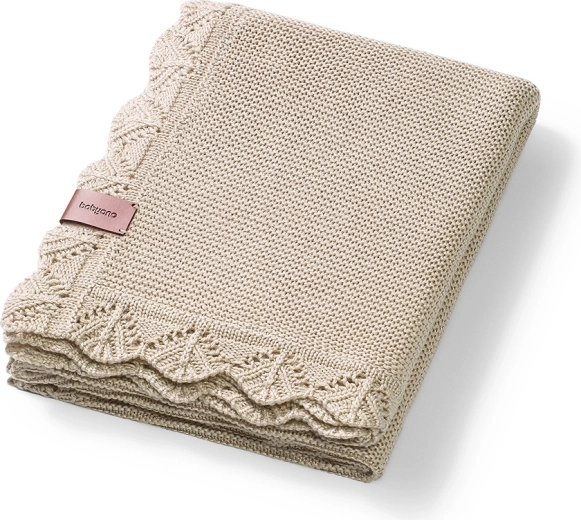 Babyono πλεκτή μπαμπού κουβέρτα light beige 75 × 100 cm