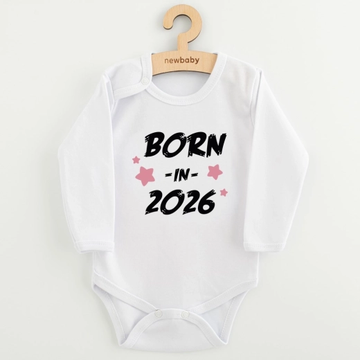 Παιδικό βρεφικό κορμάκι με τύπωμα New Baby Born in 2026, ροζ
