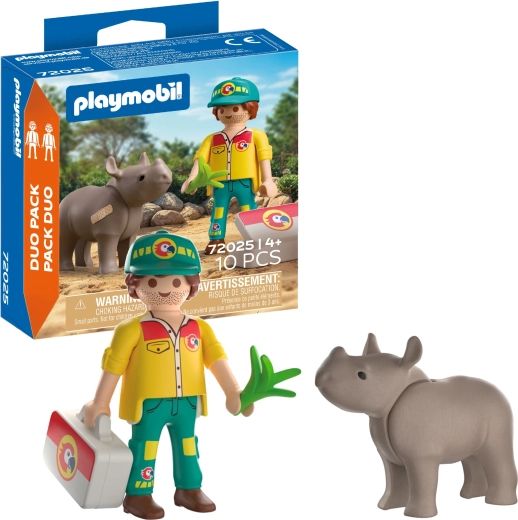Playmobil Duo Pack – φροντιστής με ρινόκερο και αξεσουάρ